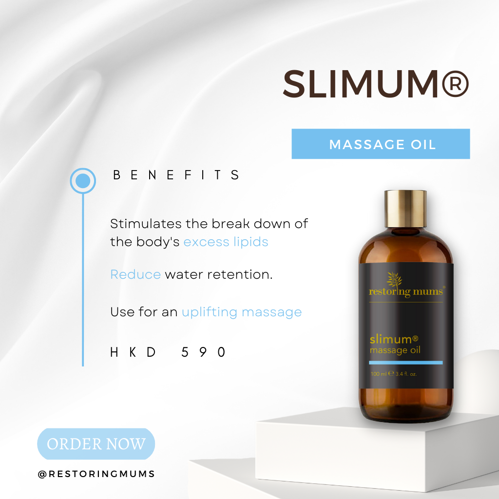 slimum®️ Massage Oil can stimulates the breakdown of the body's excess lipids, reduce water retention & use for an uplifting massage.