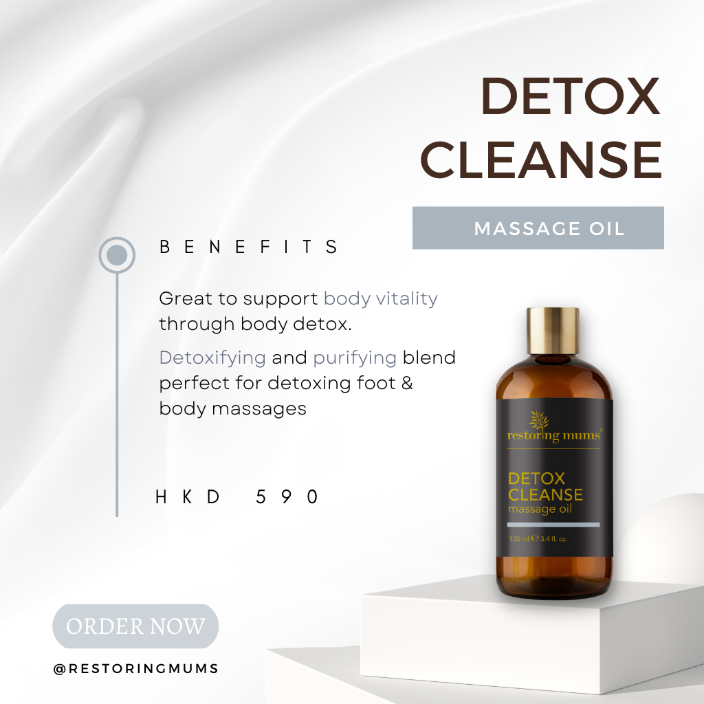 Detox Cleanse Massage Oil great to support body vitality. This detoxifying and purifying blend perfect for detoxing foot & body massages.