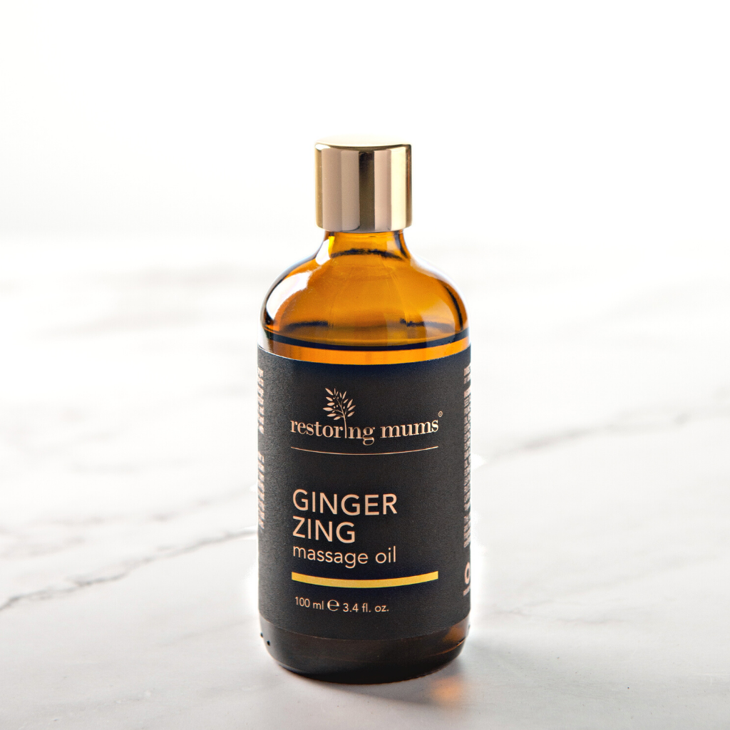 Warming, stimulating and vibrant, ginger has long been used in herbal medicines to energise the body. Restoring Mums formulated Ginger Zing Massage Oil combines this age-old invigorator with calming, circulation boosting and relaxing ingredients to calm the mind and promote vibrant skin that glows with health.