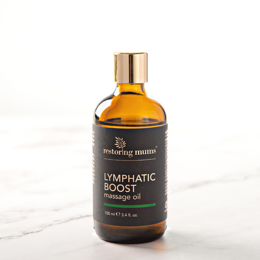 Lymphatic Boost Massage Oil is a botanical solution to stimulate the body's lymphatic system and used with lymphatic massage techniques to relieve edema. With warming Ginger,  Juniper Berry, Grapefruit and Geranium.